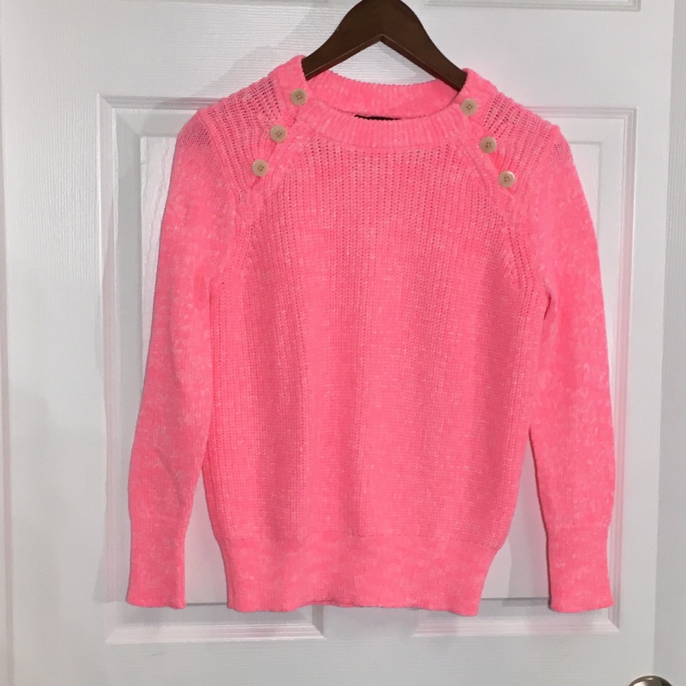 J. Crew Textured sweater anchor buttons neon pink - Picture 3 of 5